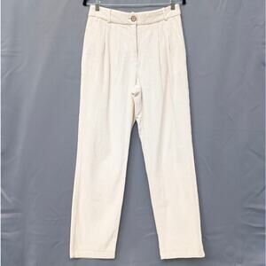 Aritzia Babaton Cream Corduroy Rib High-rise Ankle Trouser Pants, size 8